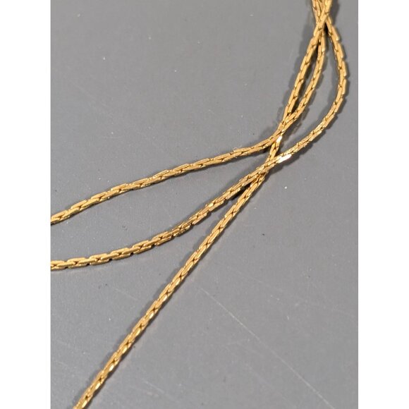 Vintage Gold Tone Triple Chain Layered Necklace Long 26" Classic Elegant - Picture 3 of 8